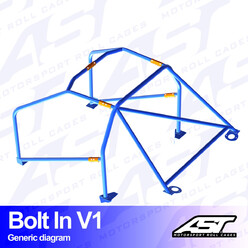 AST Rollcages V1 Bolt-In 6-Point Roll Cage for Audi A3 8L - 3-Door, FWD - FIA