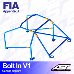 AST Rollcages V1 Bolt-In 6-Point Roll Cage for Opel Calibra Coupe, FWD - FIA