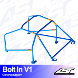 AST Rollcages V1 Bolt-In 6-Point Roll Cage for VW Golf 4 3-Door, 4WD - FIA