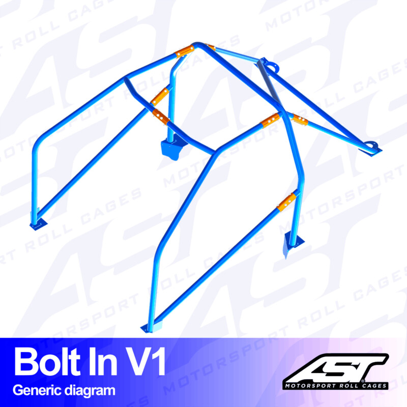 AST Rollcages V1 Bolt-In 6-Point Roll Cage for VW Golf 4 3-Door, 4WD - FIA