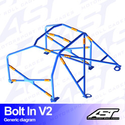 AST Rollcages V2 Bolt-In 6-Point Roll Cage for Peugeot 206 - FIA