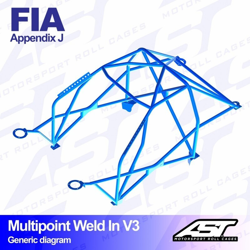AST Rollcages V3 Weld-In 10-Point Roll Cage for Renault Clio 3 - FIA