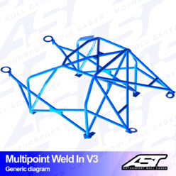 AST Rollcages V3 Weld-In 10-Point Roll Cage for VW Golf 4 3-Door, 4WD