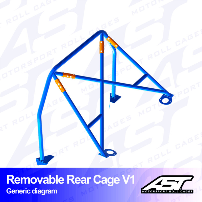 AST Rollcages V1 Removable Bolt-In Rear Roll Cage for Ford Fiesta MK3 - 3-Door