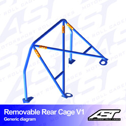 AST Rollcages V1 Removable Bolt-In Rear Roll Cage for Peugeot 207