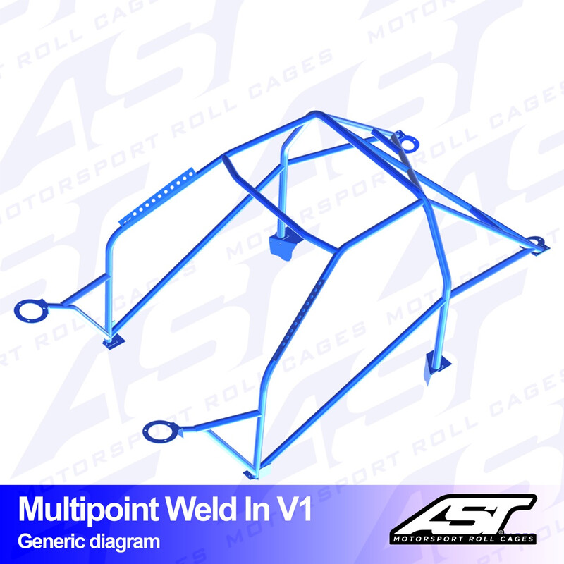 AST Rollcages V1 Weld-In 10-Point Roll Cage for Ford Focus MK2 - 3-Door (FWD)