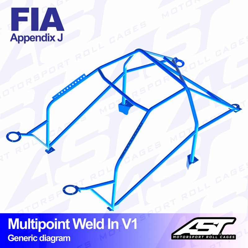 AST Rollcages V1 Weld-In 10-Point Roll Cage for Peugeot 106 - FIA