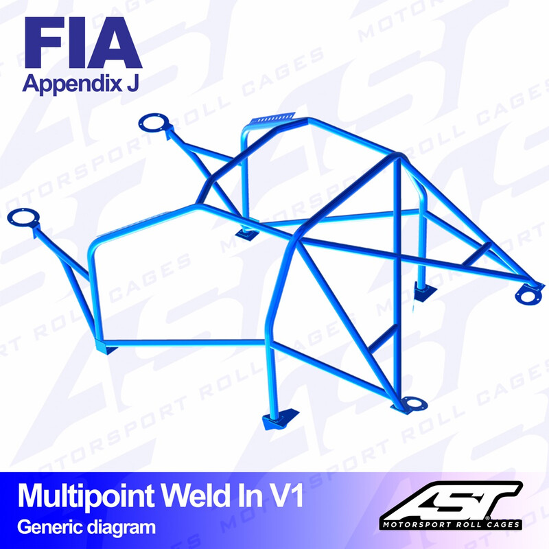 AST Rollcages V1 Weld-In 10-Point Roll Cage for Renault Clio 1 - FIA