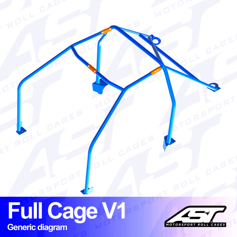 AST Rollcages V1 Removable Bolt-In 6-Point Roll Cage for Renault 19 3-Door Coupe
