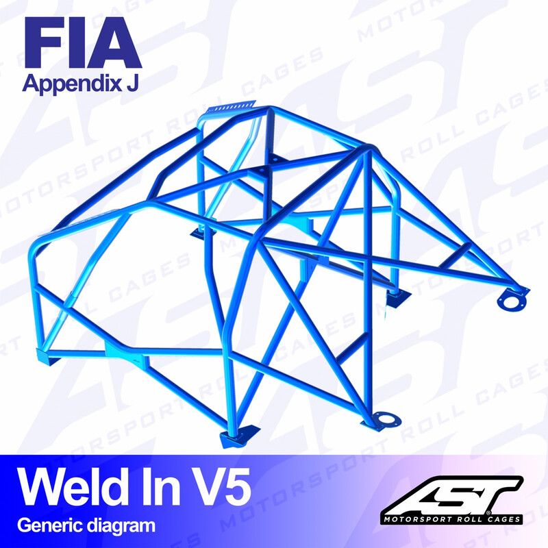AST Rollcages V5 Weld-In 8-Point Roll Cage for Ford Fiesta MK5 & MK6 - 3-Door - FIA