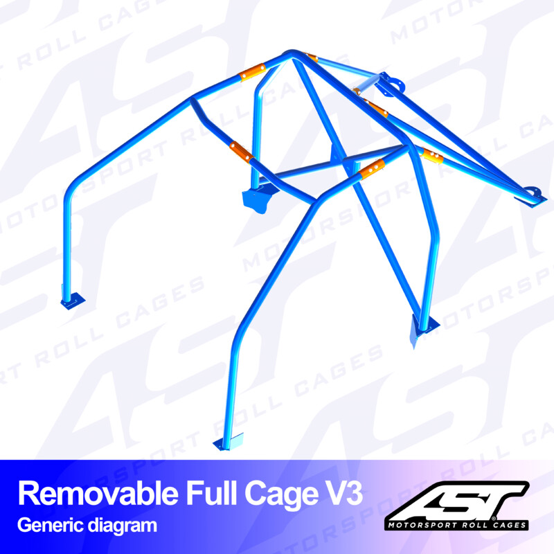 AST Rollcages V3 Removable Bolt-In 6-Point Roll Cage for Audi A3 8V - 5-Door, Sportback, Quattro