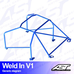 AST Rollcages V1 Weld-In 8-Point Roll Cage for Ford Focus MK1 - 5-Door (FWD)