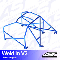 AST Rollcages V2 Weld-In 8-Point Roll Cage for Honda Civic EK 4-Door Ferio
