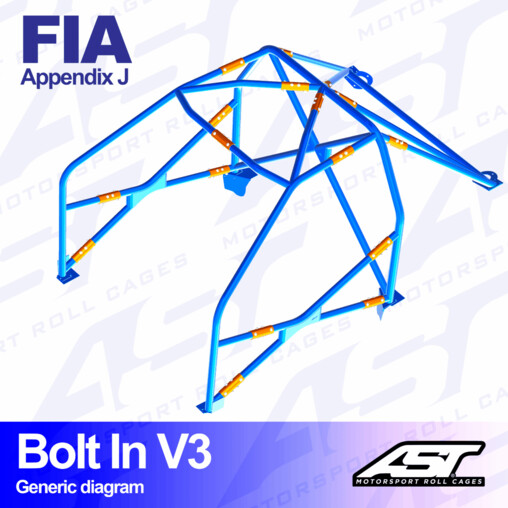 AST Rollcages V3 Bolt-In 6-Point Roll Cage for Mitsubishi Lancer Evo 8 (VIII) - FIA