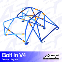 AST Rollcages V4 Bolt-In 6-Point Roll Cage for Ford Sierra MK1, 2 & 3 - 5-Door Sedan (RWD) - FIA
