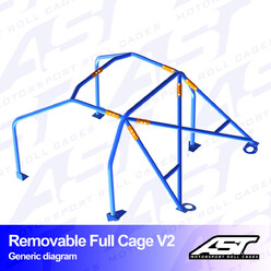 AST Rollcages V2 Removable Bolt-In 6-Point Roll Cage for Honda Civic EK 4-Door Ferio