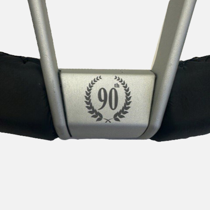 Nardi Novantesimo 90th Anniversary Steering Wheel, Black Leather, White Spokes, Ø35.5 cm, Black Center Pad