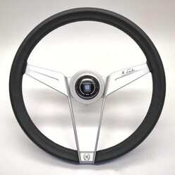 Nardi Novantesimo 90th Anniversary Steering Wheel, Black Leather, White Spokes, Ø35.5 cm, White Center Ring