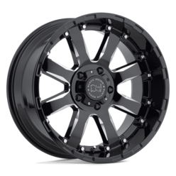 Black Rhino Sierra 22x10 6x139.7 ET-12, Gloss Black, Milled Spokes