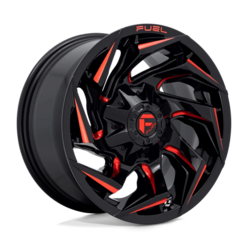 Fuel D755 Reaction 20x10" 6x135/139.7 ET-18, Gloss Black Milled, Red Tint