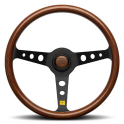 Momo Mod. 07 Heritage Steering Wheel (72 mm Dish), Wood, Black Spokes - 35 cm
