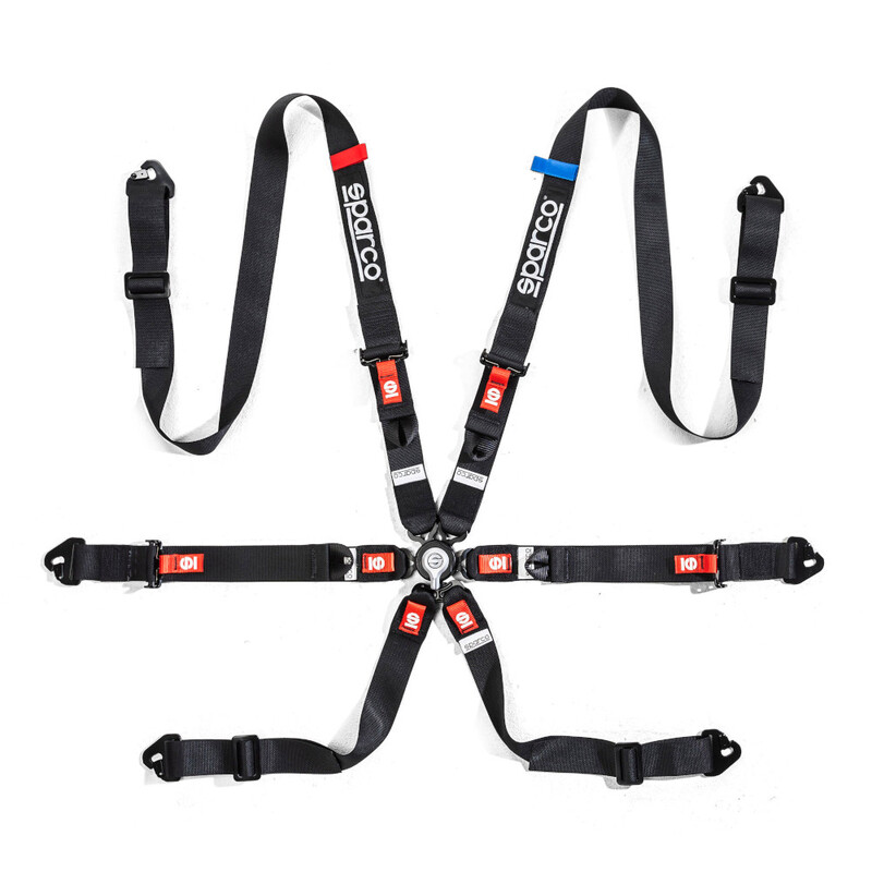 Sparco 6 Points 2-3" Competition H-2 PU Harness - Steel "Pull Up" Adjusters (FIA, Hans)