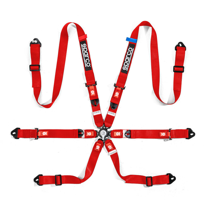 Sparco 6 Points 2-3" Competition H-2 PU Harness - Steel "Pull Up" Adjusters (FIA, Hans)