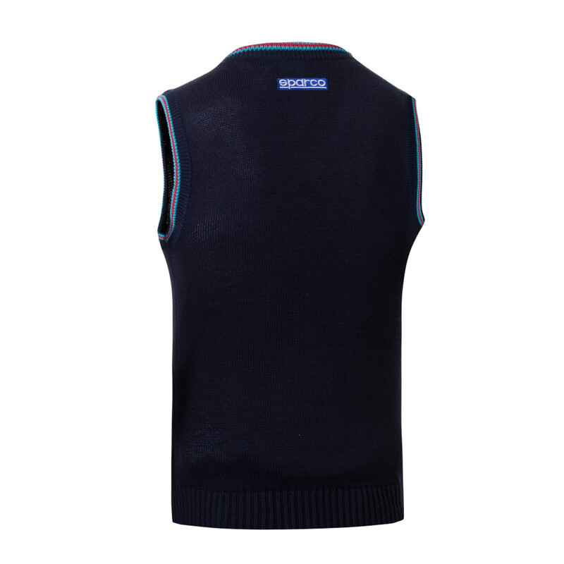 Sparco Martini Racing Knitted Cotton Vest, Navy Blue