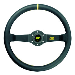 OMP Rally Steering Wheel (95mm Dish), Black Leather, Black Spokes