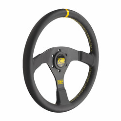 OMP Velocità 350 mm Steering Wheel (Flat), Black Leather, Black Spokes