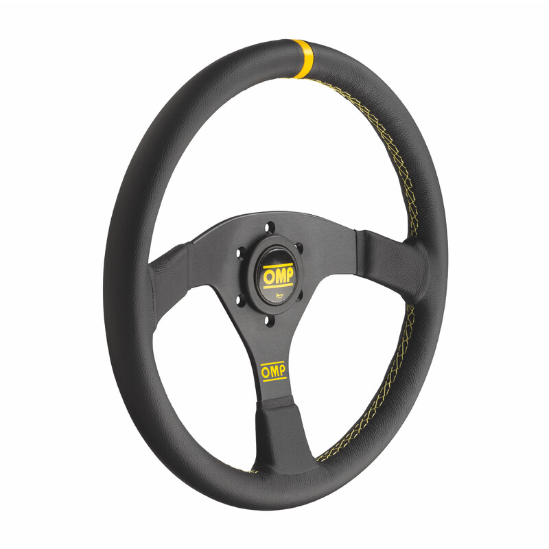 OMP Velocità 350 mm Steering Wheel (Flat), Black Leather, Black Spokes