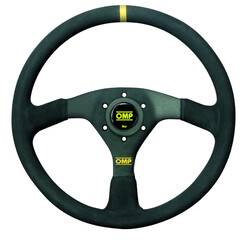 OMP Velocità 350 mm Steering Wheel (Flat), Black Suede, Black Spokes