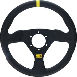 OMP Trecento Steering Wheel (Flat), Black Leather, Black Spokes