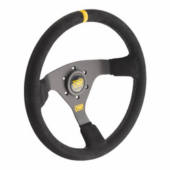 OMP WRC Steering Wheel (70 mm Dish), Black Suede, Black Spokes