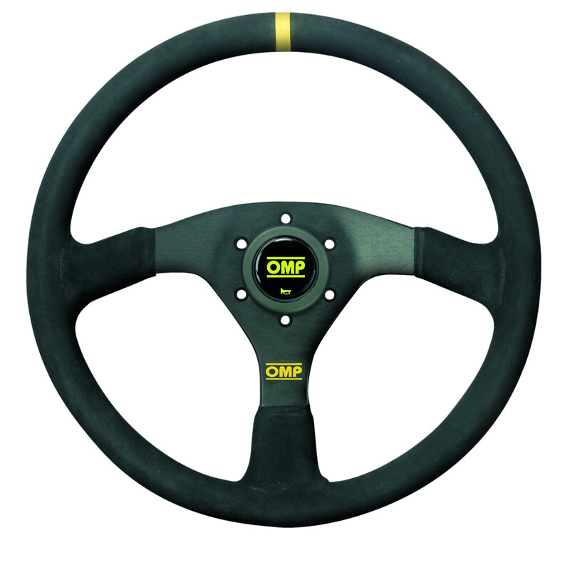OMP Velocità 380 mm Steering Wheel (Flat), Black Suede, Black Spokes