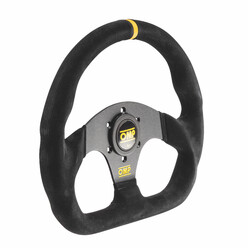 OMP Superquadro Steering Wheel (Flat), Black Suede, Black Spokes