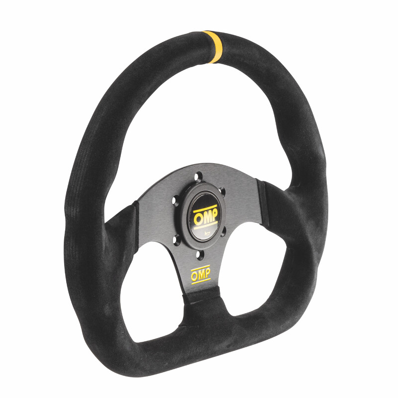 OMP Superquadro Steering Wheel (Flat), Black Suede, Black Spokes