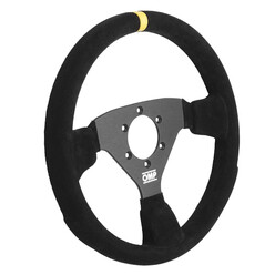 OMP 320 ALU Rally Steering Wheel (Flat), Black Suede, Black Spokes