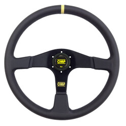 OMP Velocità 380 mm Steering Wheel (Flat), Black Leather, Black Spokes