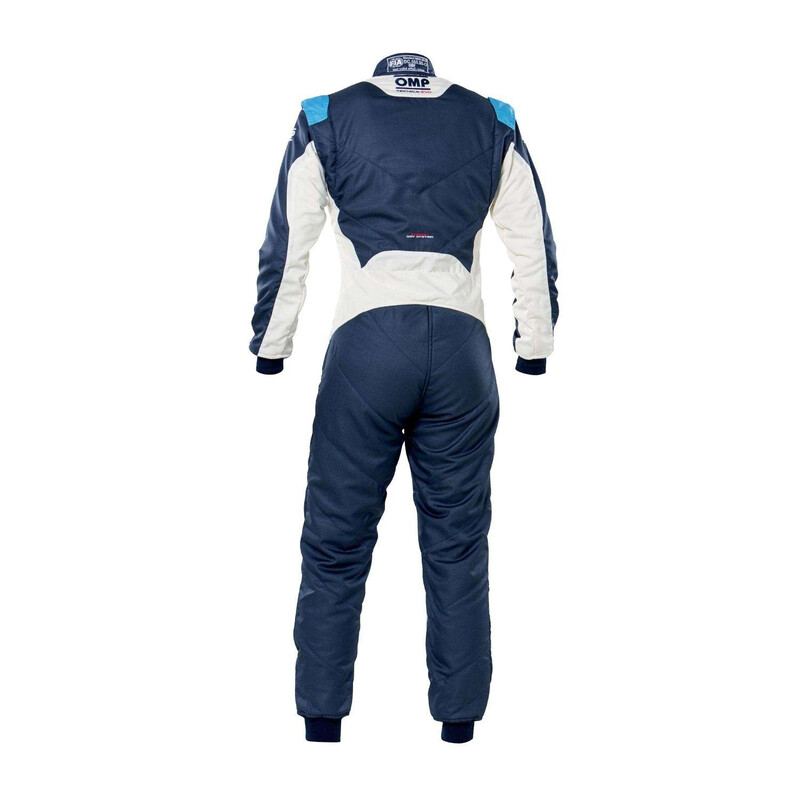 OMP Tecnica EVO Overall, Navy Blue / Grey / Cyan, Size 64