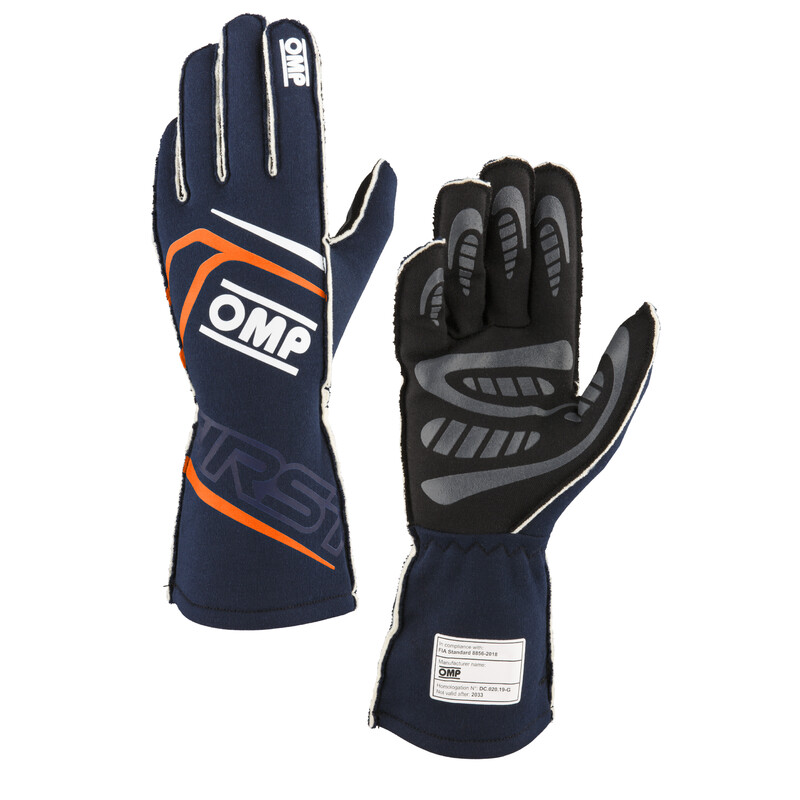 OMP First Gloves, Navy Blue / Fluo Orange