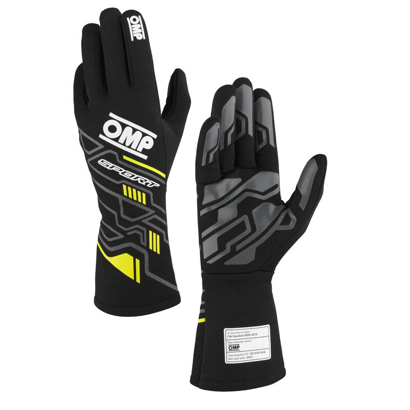 OMP Sport Gloves, Black / Fluo Yellow
