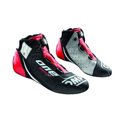 OMP ONE EVO X R Shoes, Black / Silver / Red (FIA)