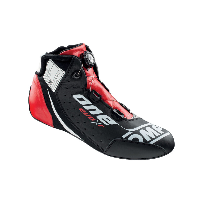 OMP ONE EVO X R Shoes, Black / Silver / Red (FIA)