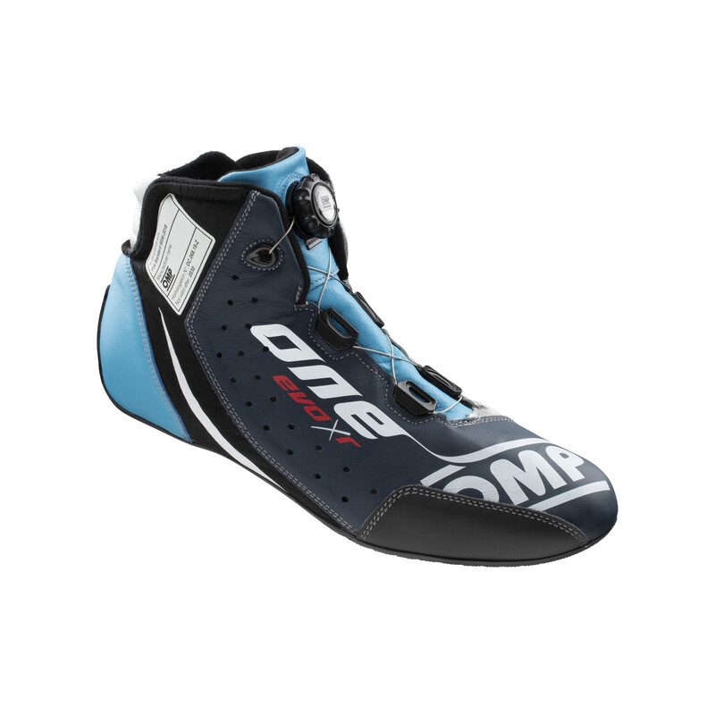 OMP ONE EVO X R Shoes, Navy Blue / Silver / Cyan (FIA)