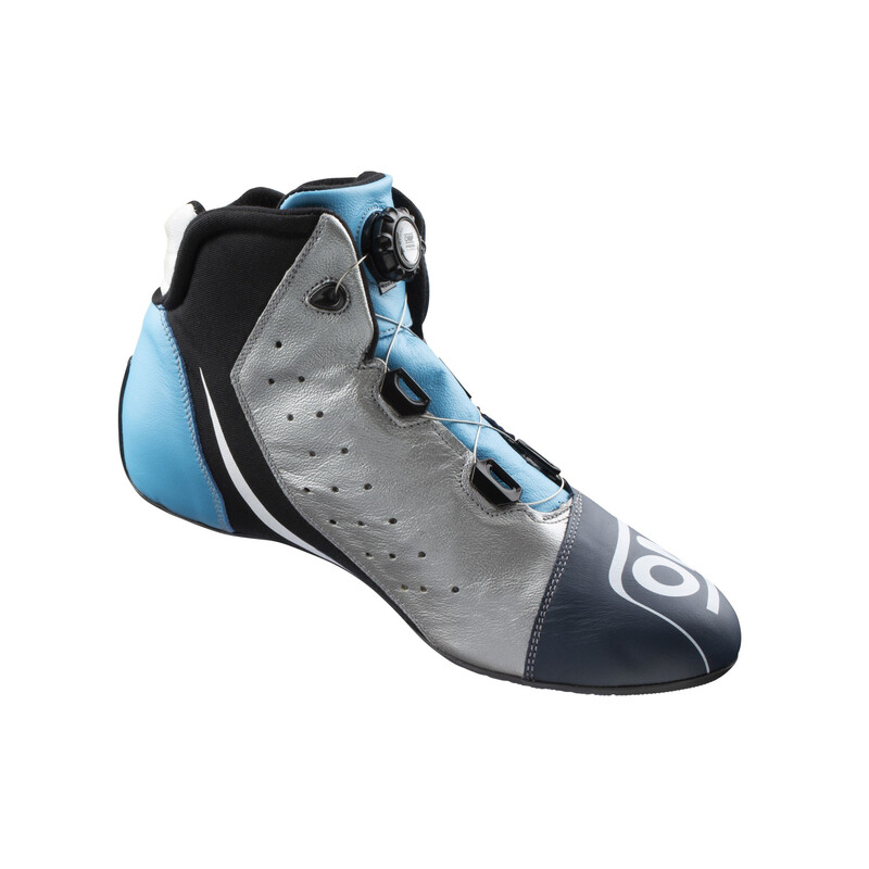 OMP ONE EVO X R Shoes, Navy Blue / Silver / Cyan (FIA)