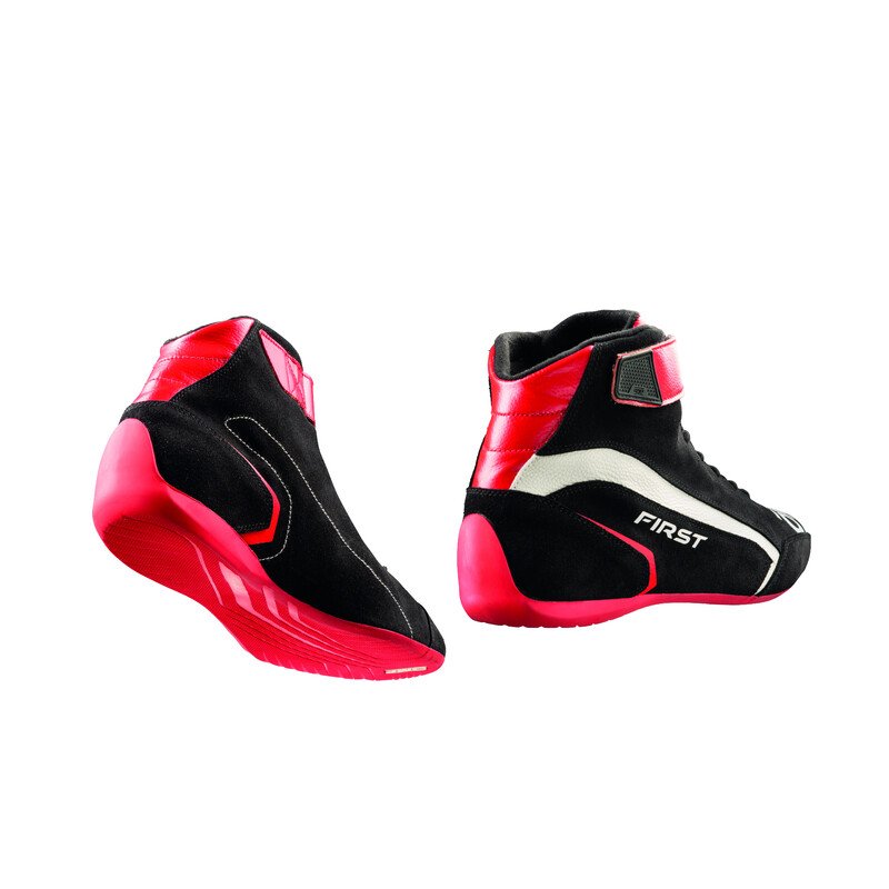 OMP First Shoes, Black / Red (FIA)