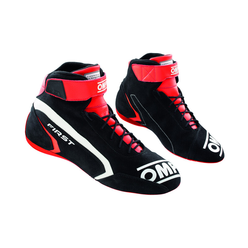 OMP First Shoes, Black / Red (FIA)