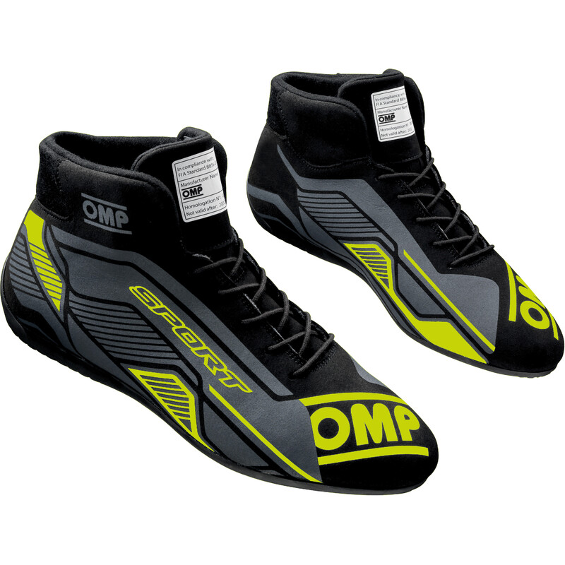 OMP Sport Shoes, Black / Fluo Yellow (FIA)