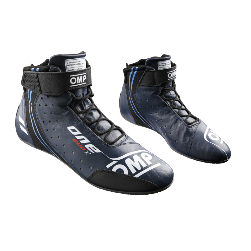 OMP ONE EVO X Shoes, Navy Blue / Cyan (FIA)